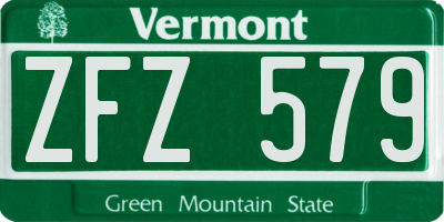 VT license plate ZFZ579