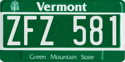 VT license plate ZFZ581