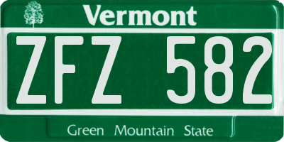 VT license plate ZFZ582