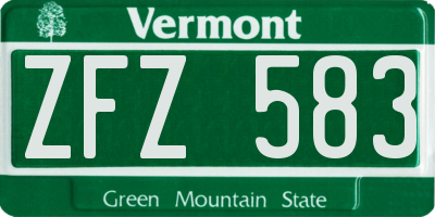 VT license plate ZFZ583