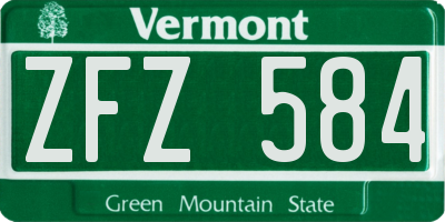 VT license plate ZFZ584