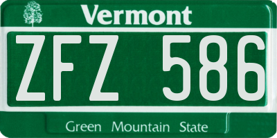 VT license plate ZFZ586