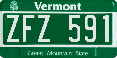 VT license plate ZFZ591