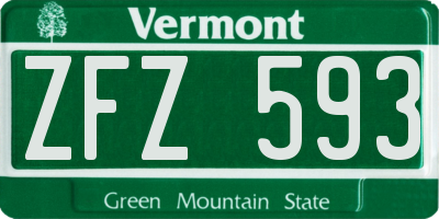 VT license plate ZFZ593