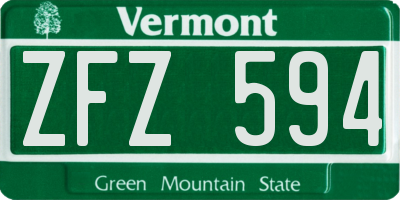 VT license plate ZFZ594