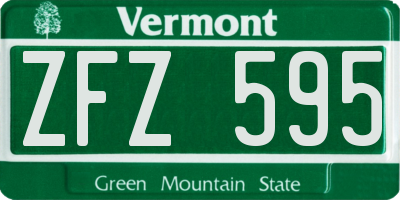 VT license plate ZFZ595