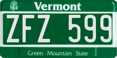 VT license plate ZFZ599