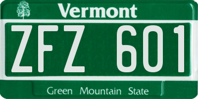 VT license plate ZFZ601