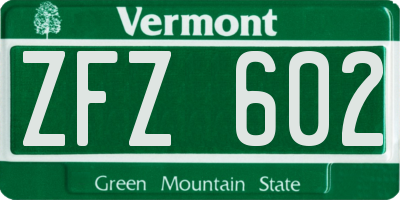 VT license plate ZFZ602