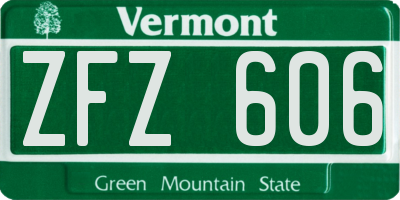VT license plate ZFZ606