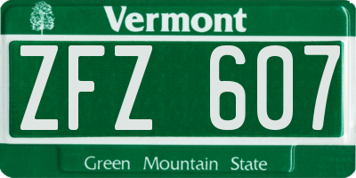 VT license plate ZFZ607