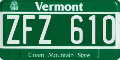 VT license plate ZFZ610