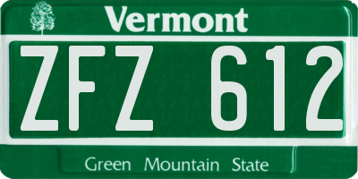 VT license plate ZFZ612