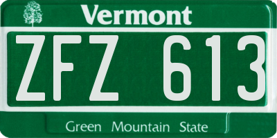 VT license plate ZFZ613