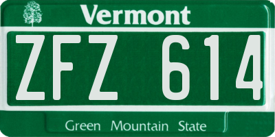 VT license plate ZFZ614