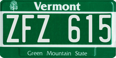 VT license plate ZFZ615