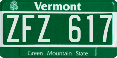 VT license plate ZFZ617