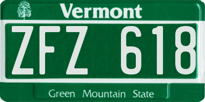 VT license plate ZFZ618