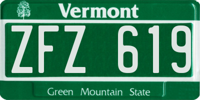 VT license plate ZFZ619