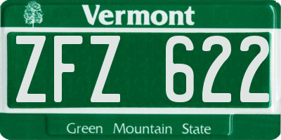 VT license plate ZFZ622