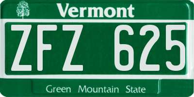 VT license plate ZFZ625
