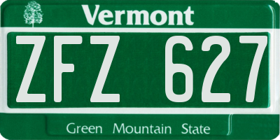 VT license plate ZFZ627
