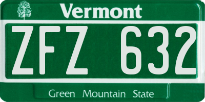 VT license plate ZFZ632
