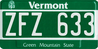 VT license plate ZFZ633