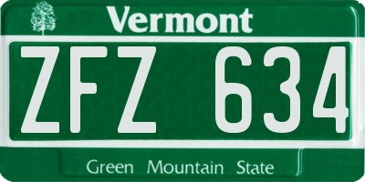 VT license plate ZFZ634