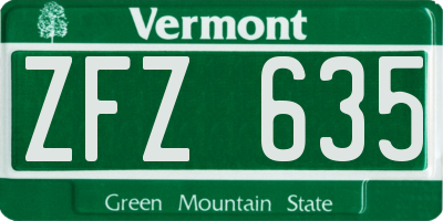 VT license plate ZFZ635
