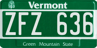 VT license plate ZFZ636