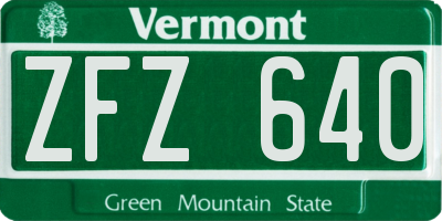VT license plate ZFZ640