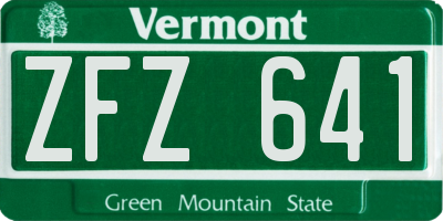 VT license plate ZFZ641