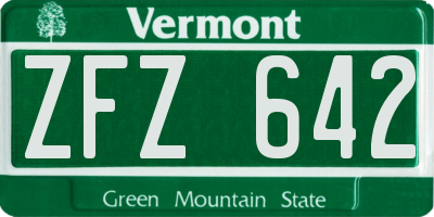 VT license plate ZFZ642
