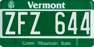 VT license plate ZFZ644