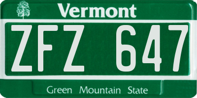 VT license plate ZFZ647