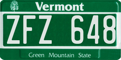 VT license plate ZFZ648