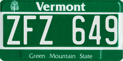 VT license plate ZFZ649