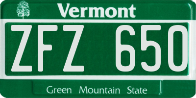 VT license plate ZFZ650