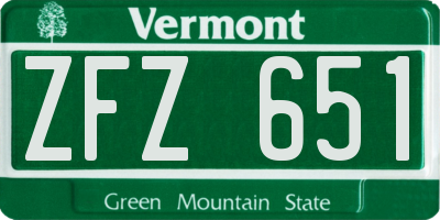 VT license plate ZFZ651