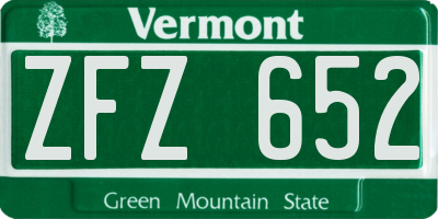 VT license plate ZFZ652
