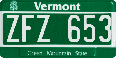 VT license plate ZFZ653
