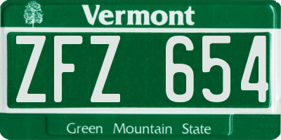 VT license plate ZFZ654