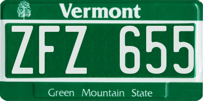 VT license plate ZFZ655