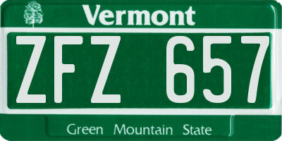 VT license plate ZFZ657