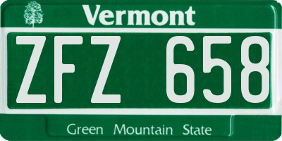 VT license plate ZFZ658