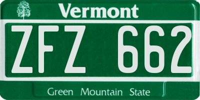 VT license plate ZFZ662