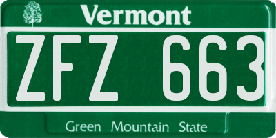 VT license plate ZFZ663