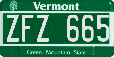 VT license plate ZFZ665