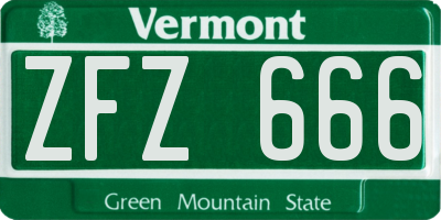 VT license plate ZFZ666